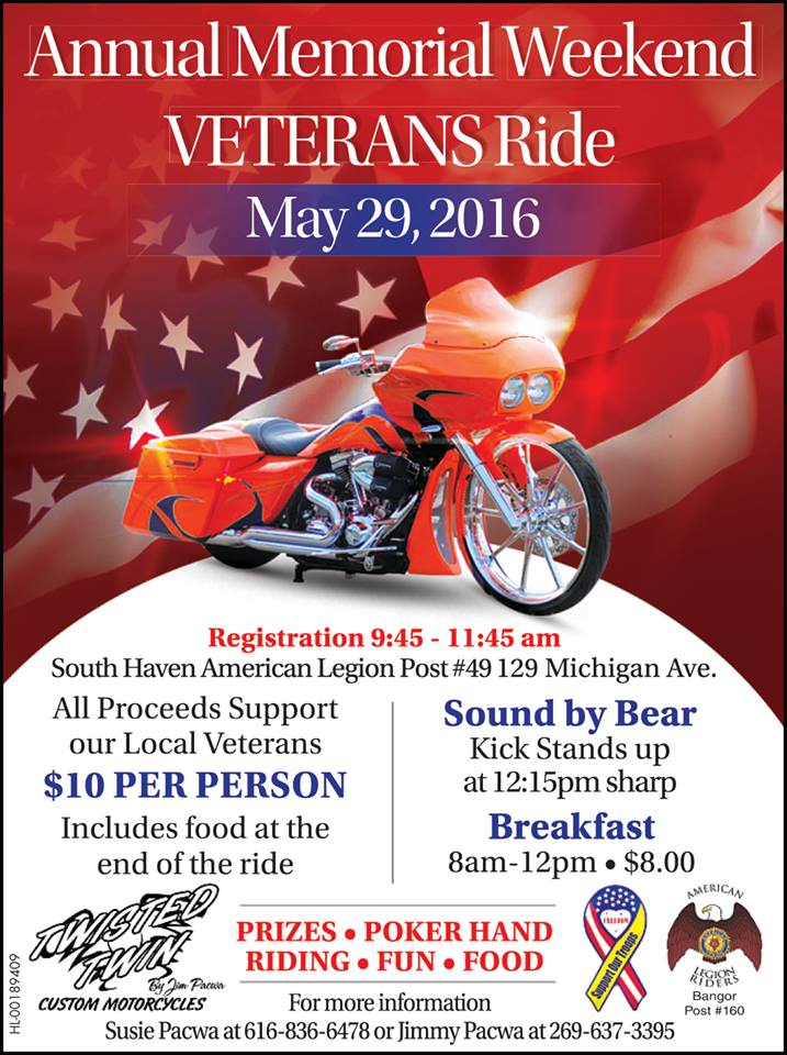 may 29 2016 veterans poker run south haven michigan motorcycle poker run flyers