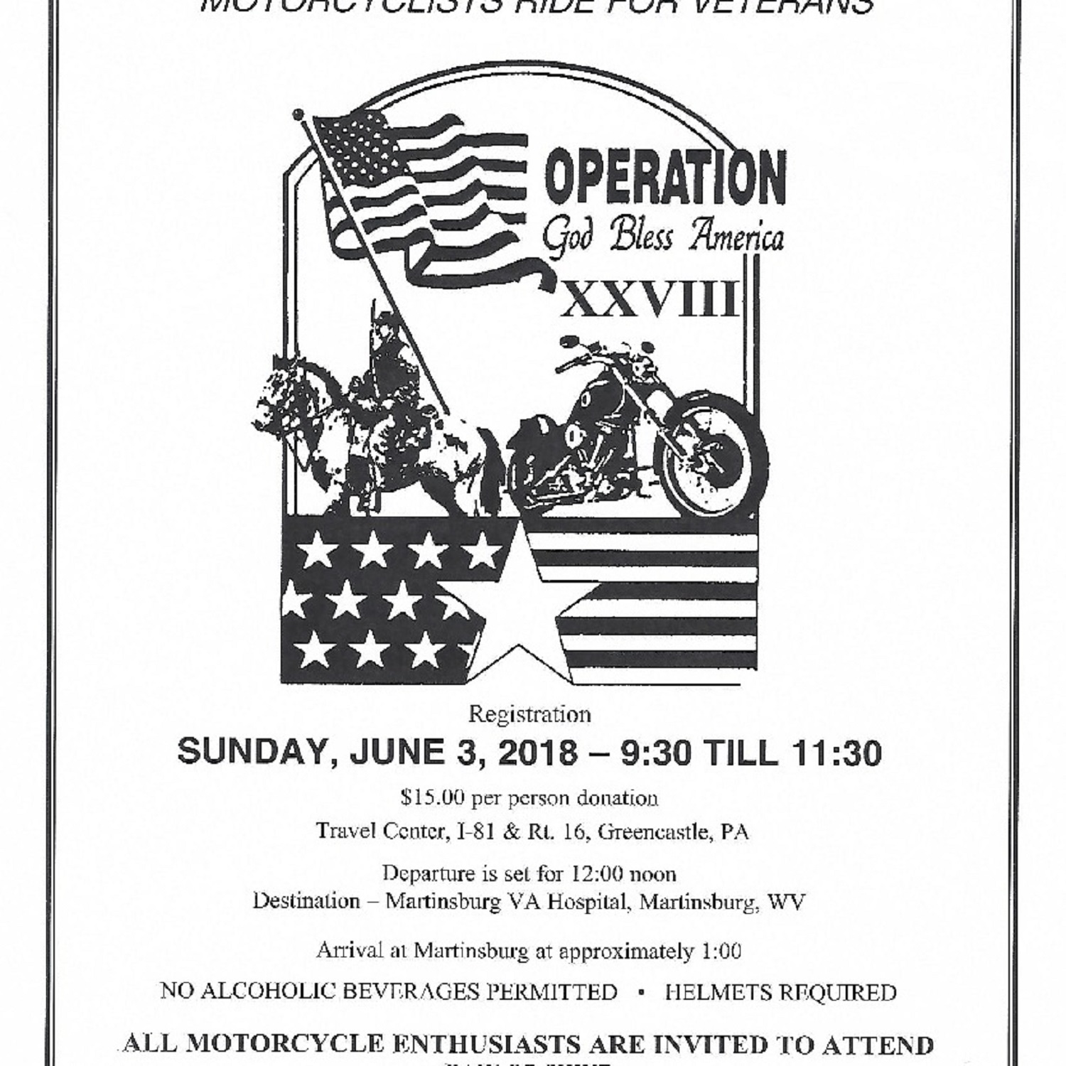 june 3 2018 operation god bless america veterans motorcycle ride flyers god bless america