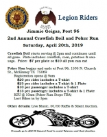 American Legion 2nd Annual Crawfish Boil & Poker Run